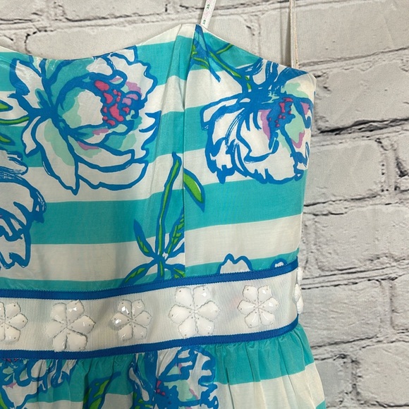 Lilly Pulitzer Shorely Blue Tossing the Line Beaded Silk Blend Langley Dress - Picture 6 of 15